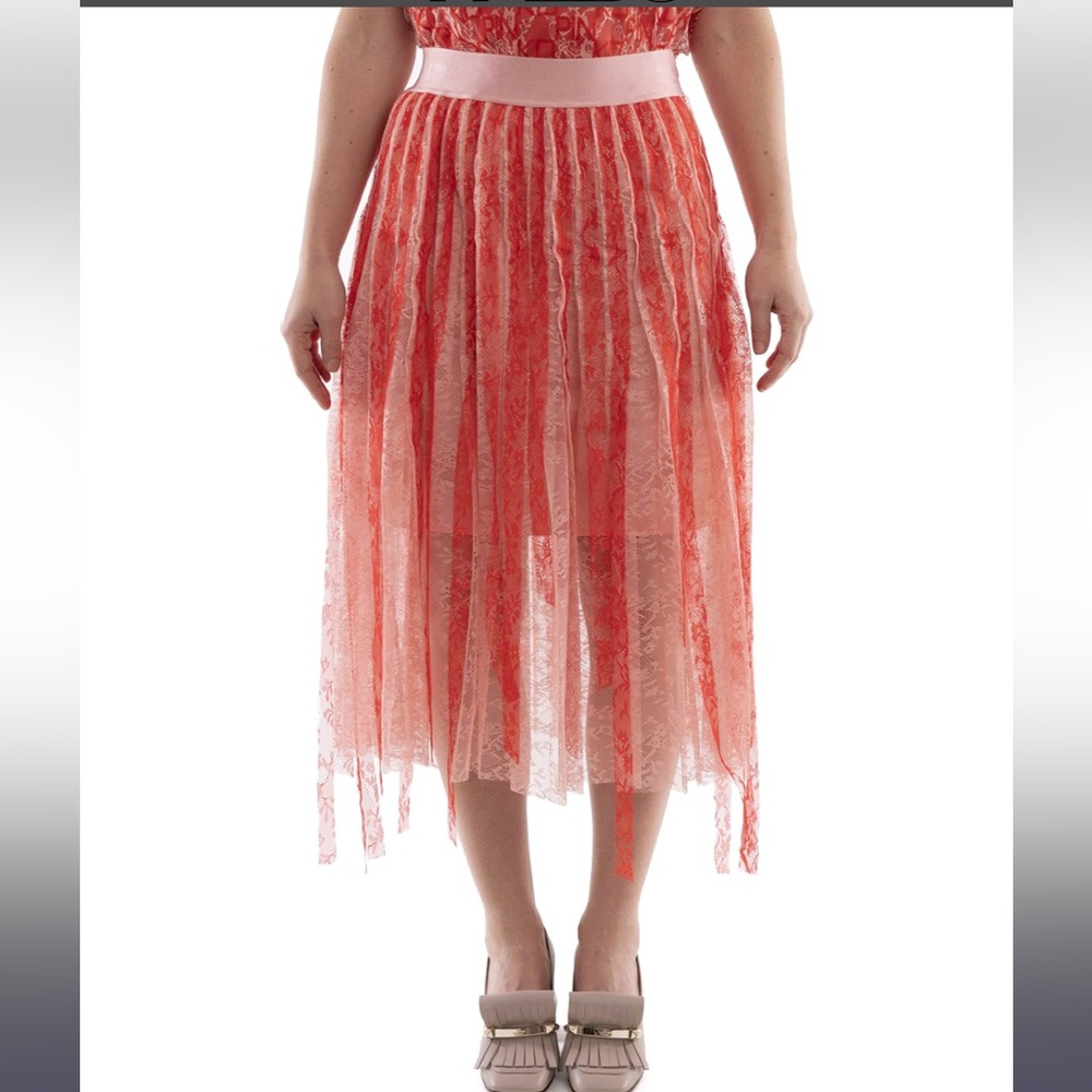 PINKO Nervoso lace skirt tulle boho pink red small - Picture 4 of 12